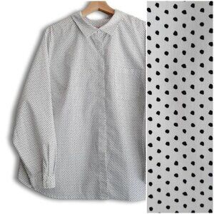 IN EVERY STORY Penningtons Utility Sleeve Button Down Shirt Polka Dot B&W Sz 1X